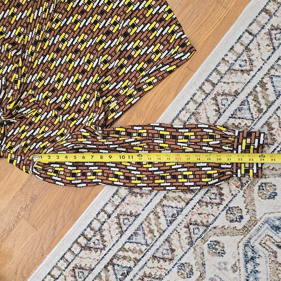 WORTHINGTON WOMENS PETITE PLUS BROWN & YELLOW SYMMETRICAL BLOUSE SIZE PXXL - Picture 14 of 16